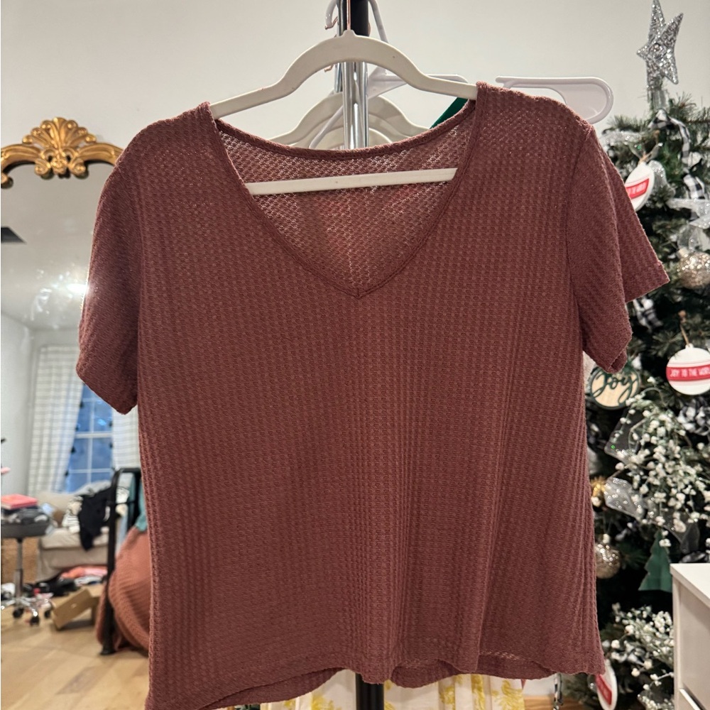Maroon V Neck Top